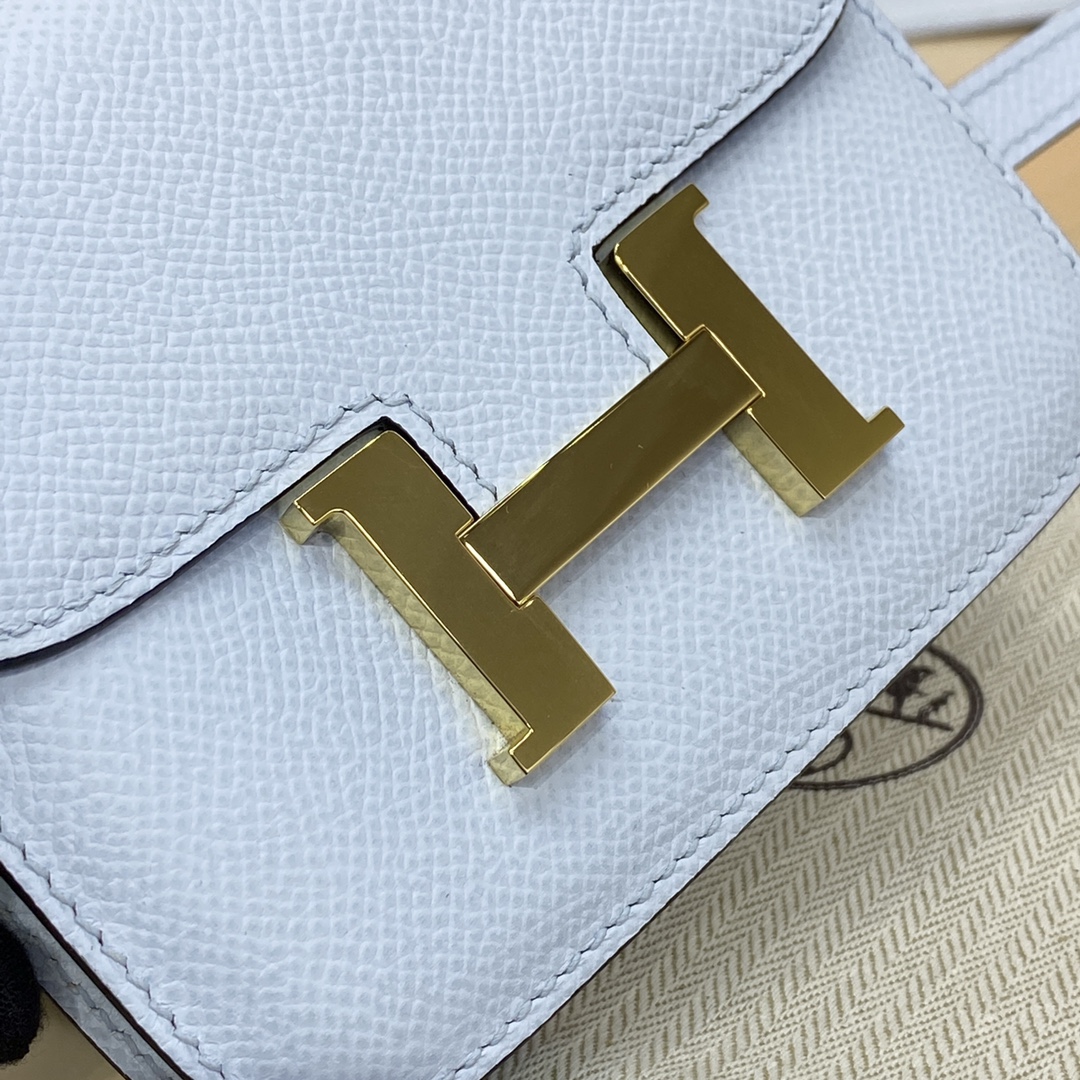 Hermes Constance Slim Wallet Belt Bag In Blue Pale Epsom Leather